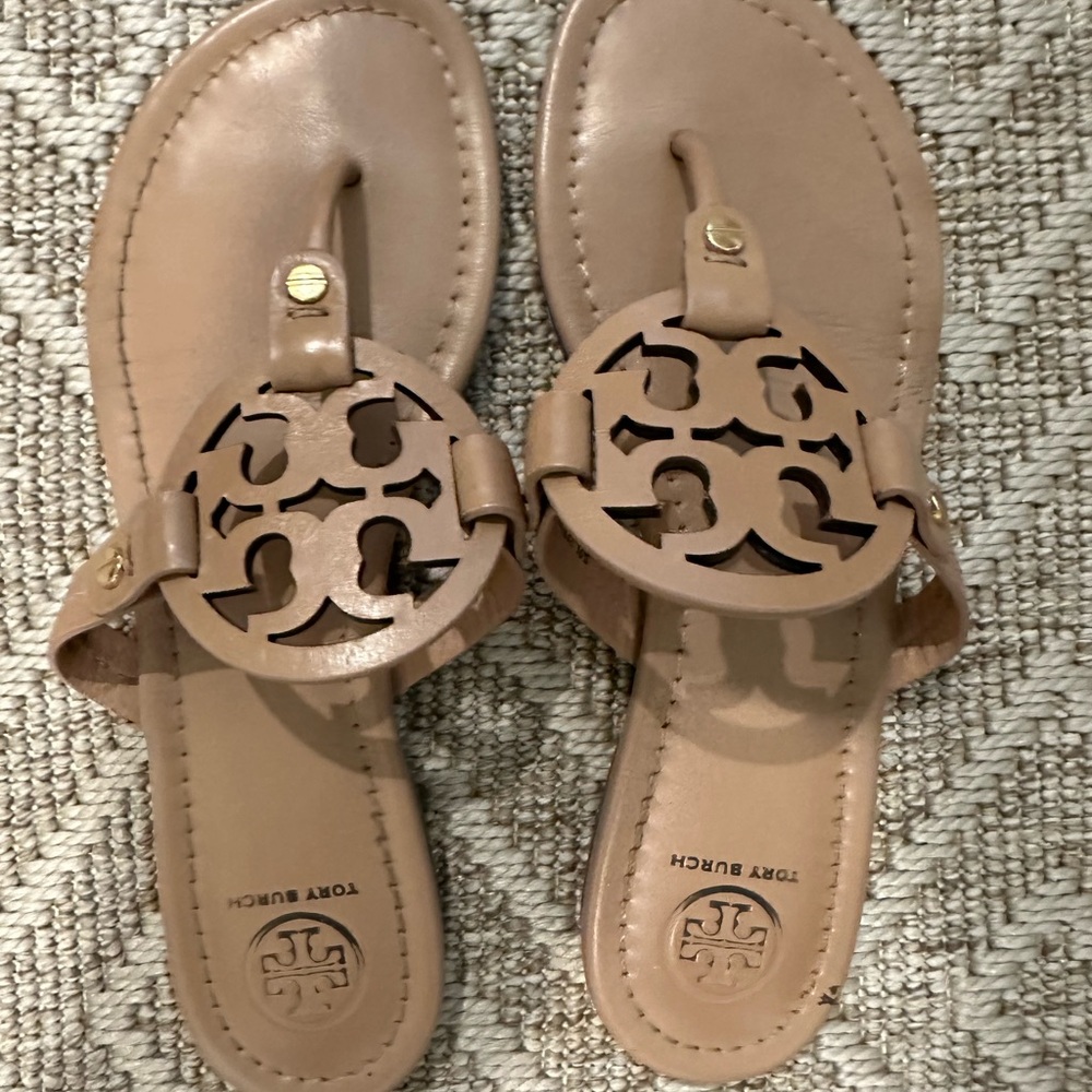TORY BURCH Miller Leather Sandals In Beige